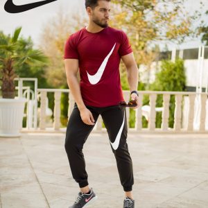 ست تیشرت و شلوار nike مدل calin (زرشکی)