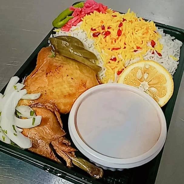 چلو با ران مرغ سرخ شده