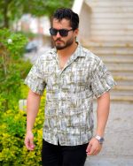 پیراهن نیم استین مردانه مدل Vojak (سفید قهوای) کد 6315