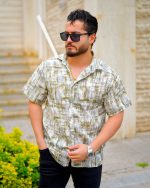 پیراهن نیم استین مردانه مدل Vojak (سفید قهوای) کد 6315