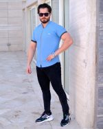 پیراهن نیم استین مردانه مدل Soprx( ابی) کد6324